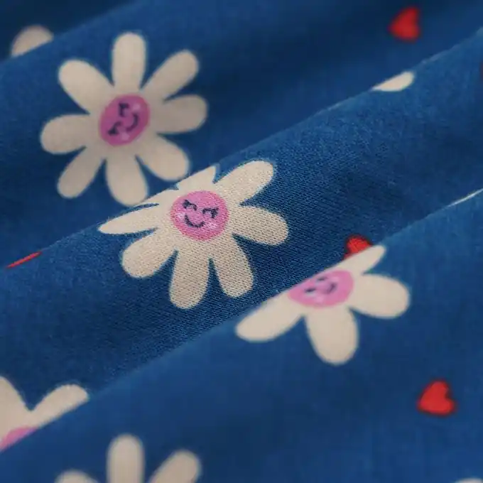 Versand Am Gleichen Tag Molton lachende Blumen blau