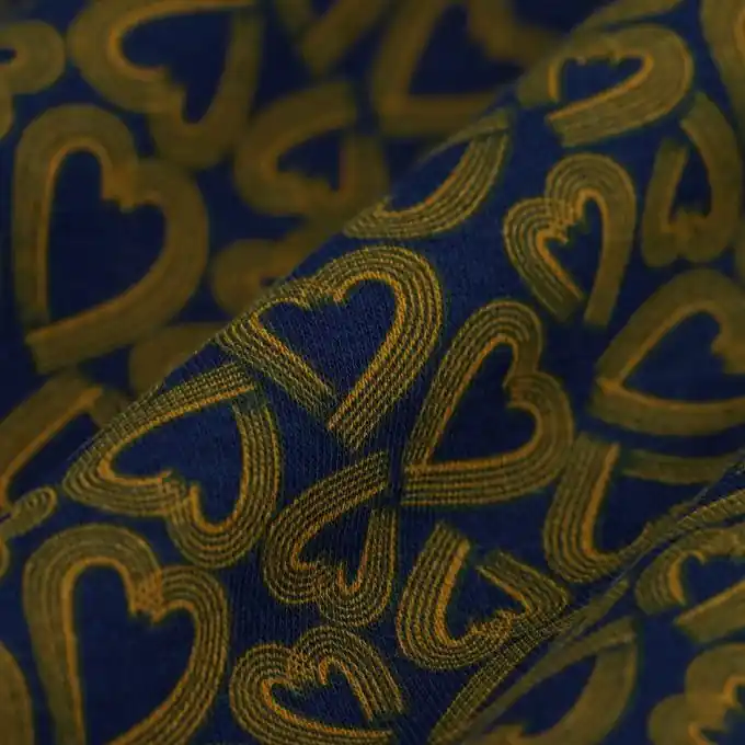 Sweatshirtstoff Herzen Pinselstrich marineblau Neue Ware