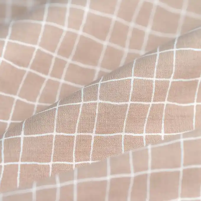 Jetzt Kaufen Popeline Stoff Taupe Kariert 145 cm Breite