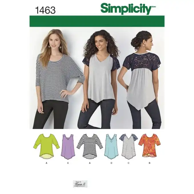 Schnittmuster Simplicity 1463.a – Oberteil Jersey Eng/Fr Nur Heute