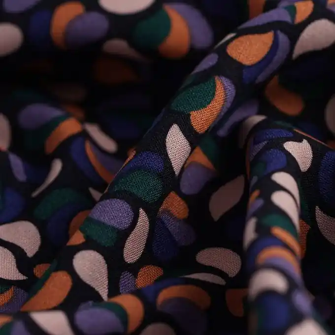 Popeline Viskose Blütenblätter Schwarz Direkt Vom Hersteller