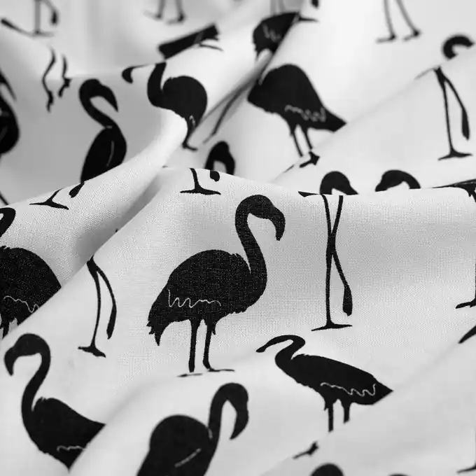 Popeline Viskose Flamingo Rosa/Schwarz/Gelb Saisonangebot