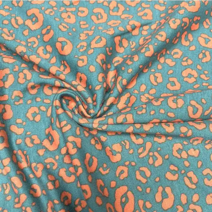 Baumwolljersey Leopardenmuster ockerfarben seegrün Kracherpreis