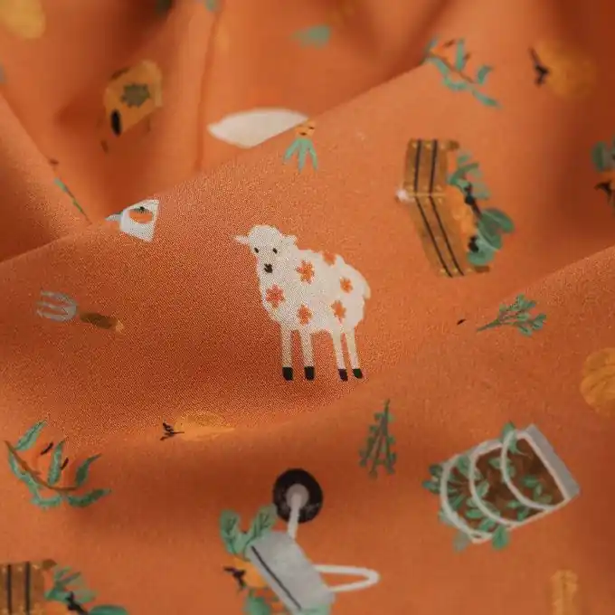 Ab Werk Popeline Bio Baumwolle Bauernhof Terrakotta