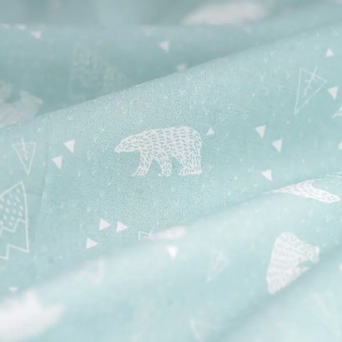 Popeline Baumwolle Eisbär Blau/Grün Original