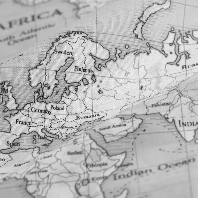 Dicker Baumwollstoff Weltkarte Grau Nur Heute