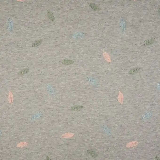 French Terry kleine Blumen Bunt Grau Hochwertig