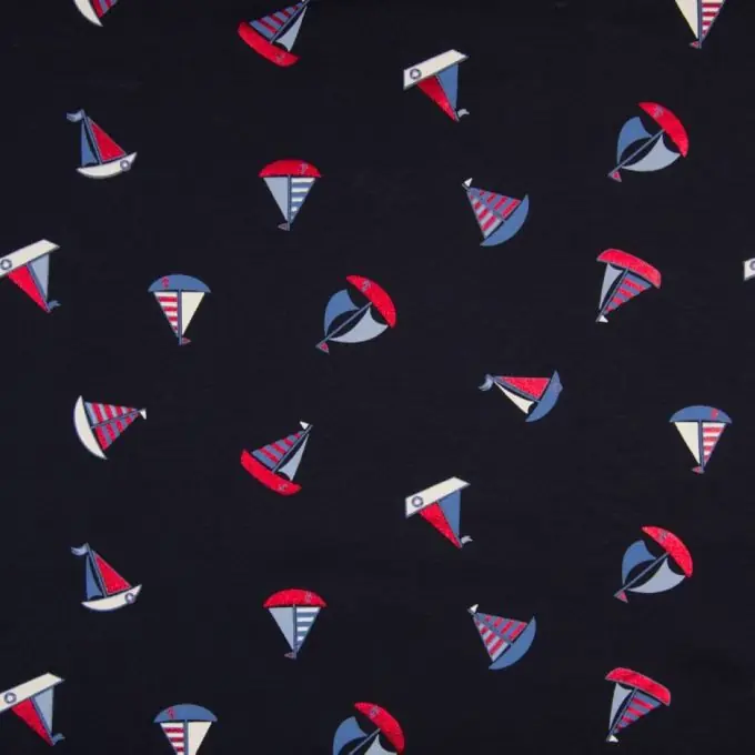 Baumwolljersey Segelboote Marineblau Jetzt Zugreifen