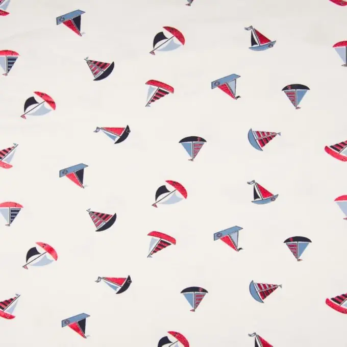 Saisonangebot Baumwolljersey Segelboote Weiß