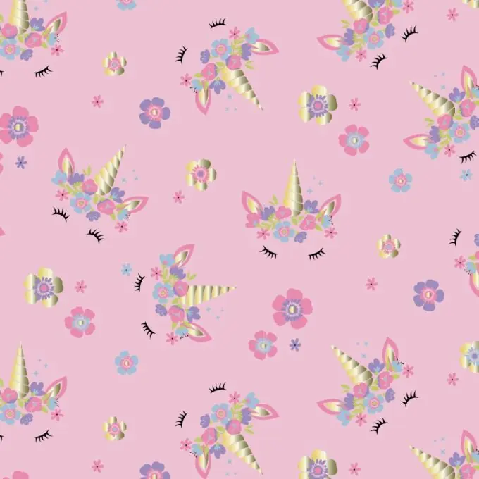 Jersey Baumwolle Einhorn Gesicht Rosa 150cm Breit Kostenfreie Lieferung