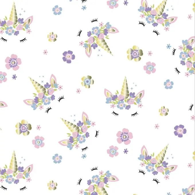 Baumwolljersey Einhörner Weiß Exklusiv