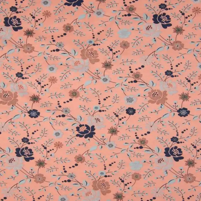 Geprüft Jersey Baumwolle Glitzer Blumenwiese Rosa