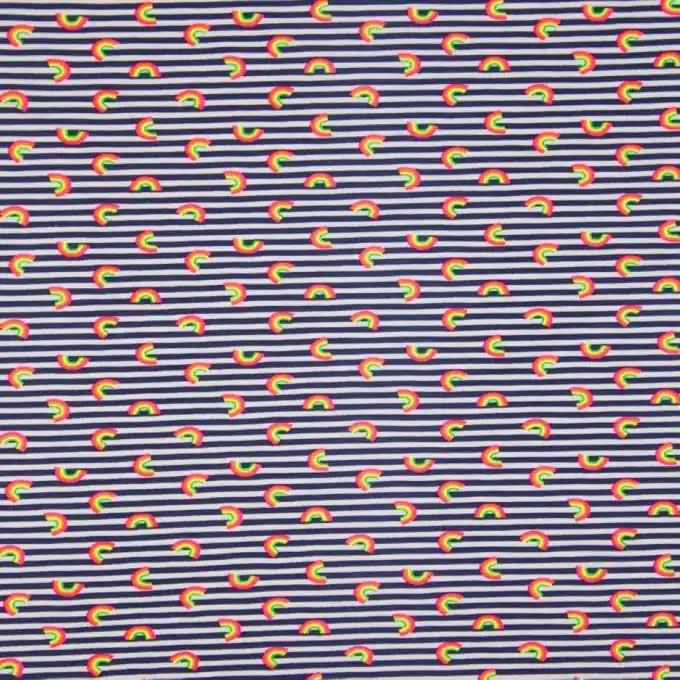 Jersey Baumwolle Regenbogen Marineblau Jetzt Kaufen