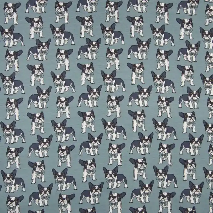 Jersey-Baumwolle Blauer Hund 150cm Breite – Maille Jersey Markenprodukt