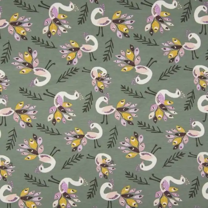 Jersey Baumwolle Pfau Grün Ab Werk