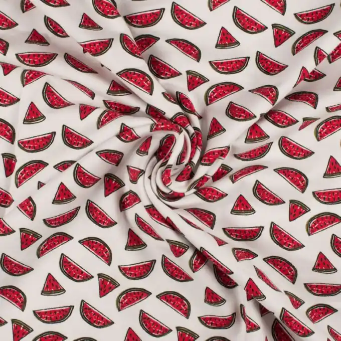 Echt Baumwolljersey Wassermelonen Ecru