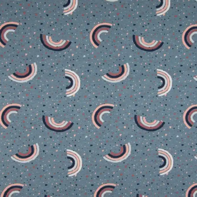Jersey-Baumwolle Terrazzo-Rosa mit Regenbogen 150cm Versand Am Gleichen Tag