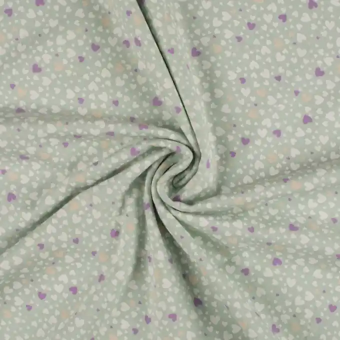 Baumwolljersey Herzen Blassgrün Exklusiv