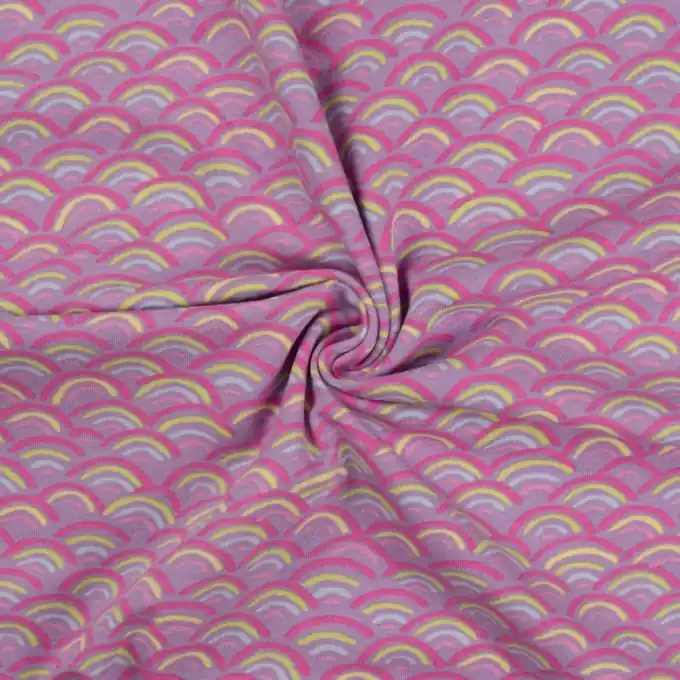 Kostenloser Versand Jersey Baumwolle Regenbogen Rosa/Lavendel
