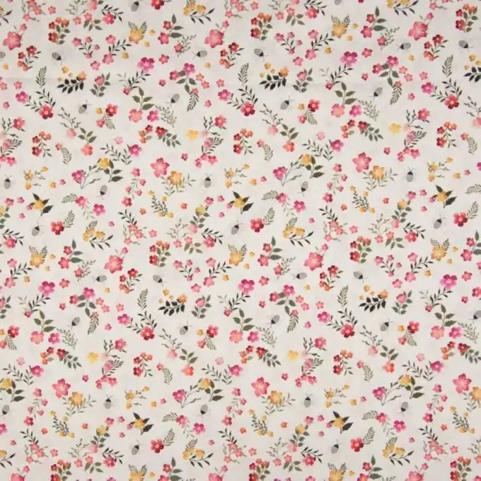 Batist Blumen Pink/Ecru Ab Werk