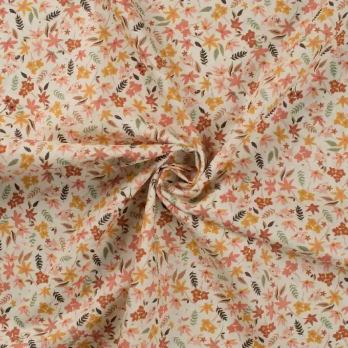 Top-Seller Batist Blumen Orange/Ecru