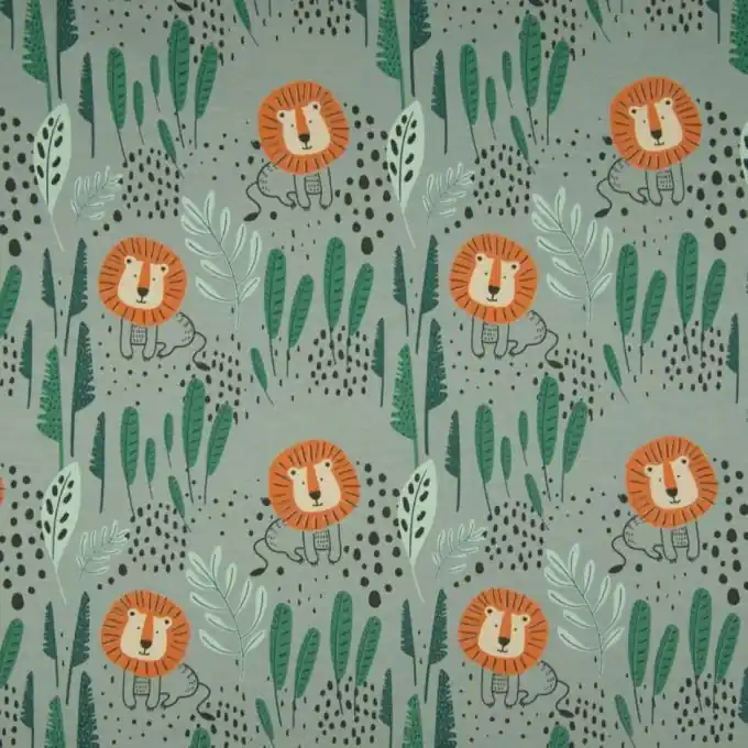 Angebot French Terry Löwenköpfe Grün