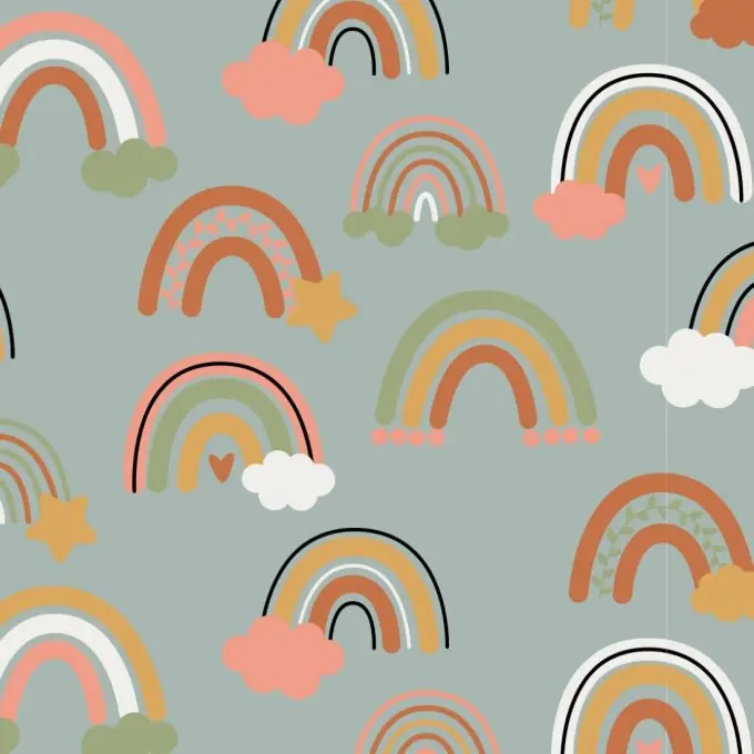 Markenprodukt French Terry Stoff Grün Regenbogen 150cm Breit