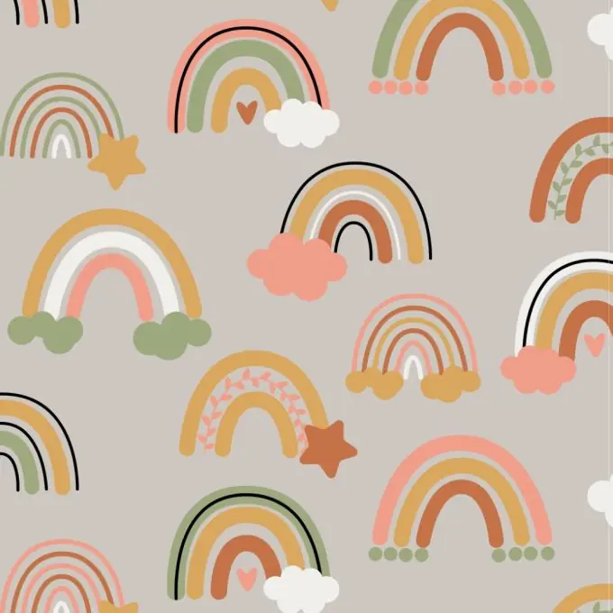 French Terry Regenbögen Beige Saisonangebot