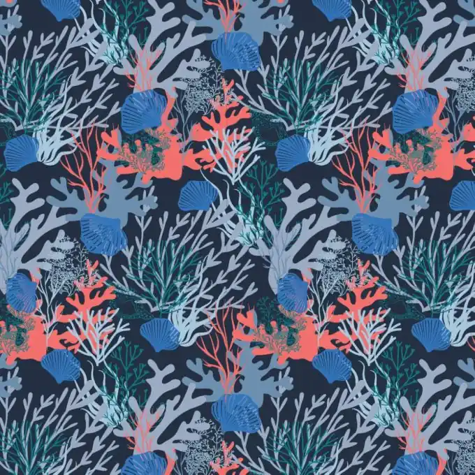 French Terry Korallen Marineblau Nur Heute