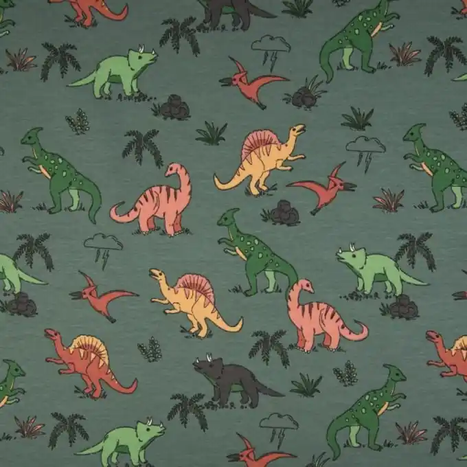 Finale Aktion French Terry Dinos Grün