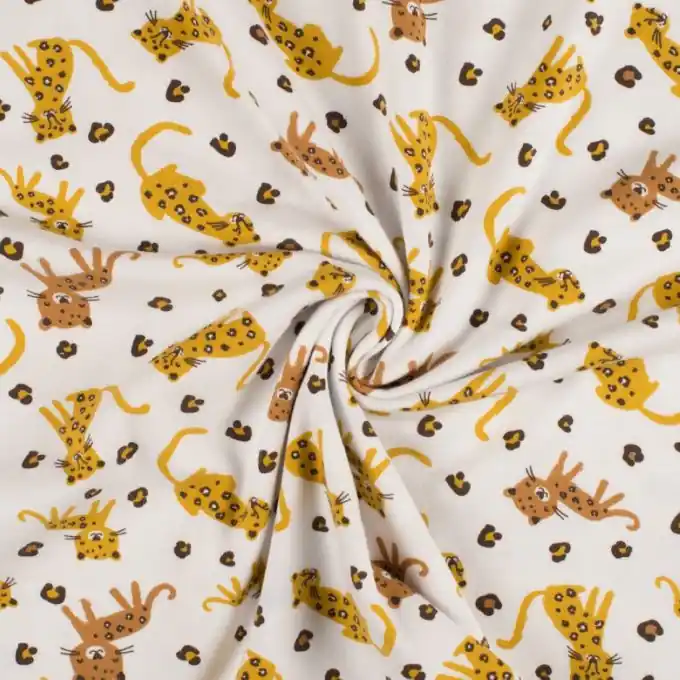 Jersey Bio Baumwolle kleinePanther Ecru Neuheit