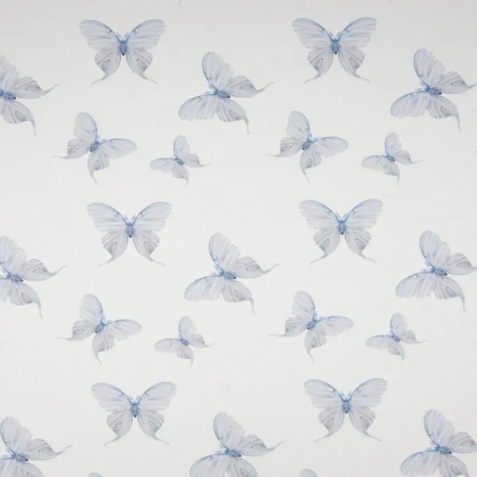 Jersey Bio-Baumwolle Schmetterlinge Blau/Weiß Neu