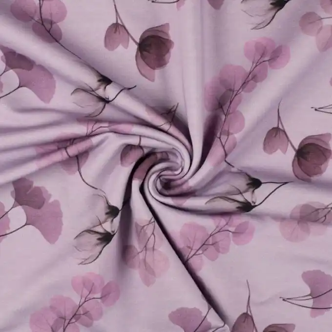 Jetzt Kaufen French Terry Blumen Malve