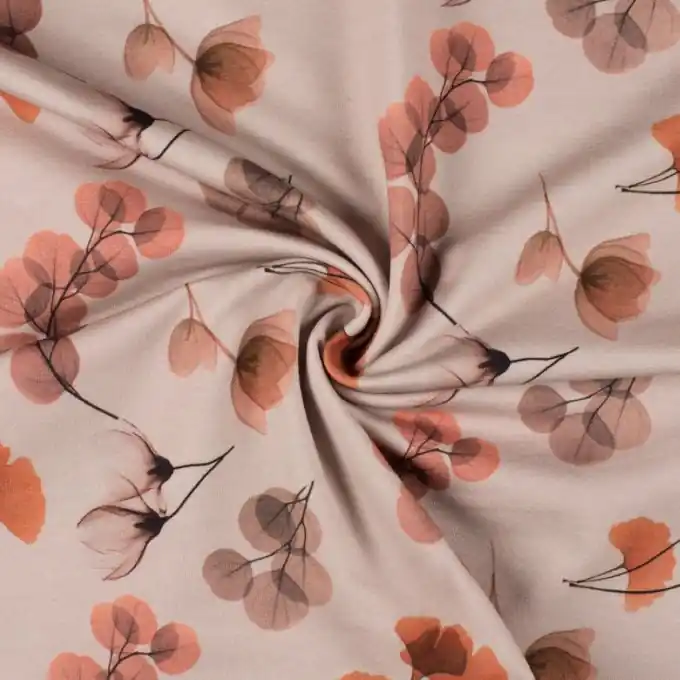 French Terry Blumen Orange/Beige Must-Have