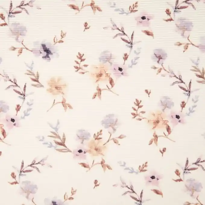 Jersey gerippt Ecru Ottomann Blumen Flieder Preisknaller