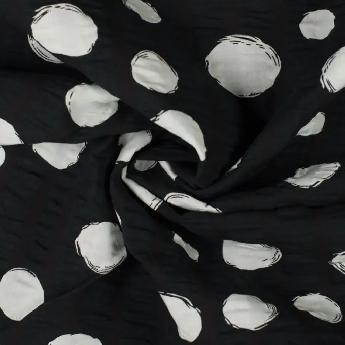 Seersucker große Punkte Schwarz/Weiß Geld-Zurück-Garantie