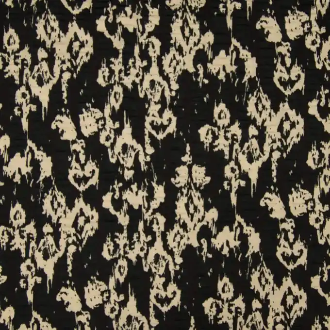 Seersucker Lilienblüten Beige/Schwarz Top-Qualität