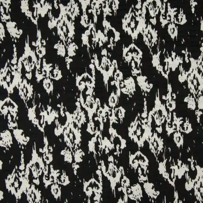 Abverkauf Seersucker Lilienblüten Schwarz/Weiß