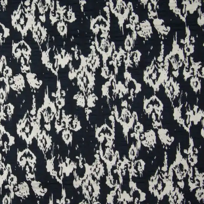 Seersucker Lilienblüten Marineblau/Weiß Preisreduziert