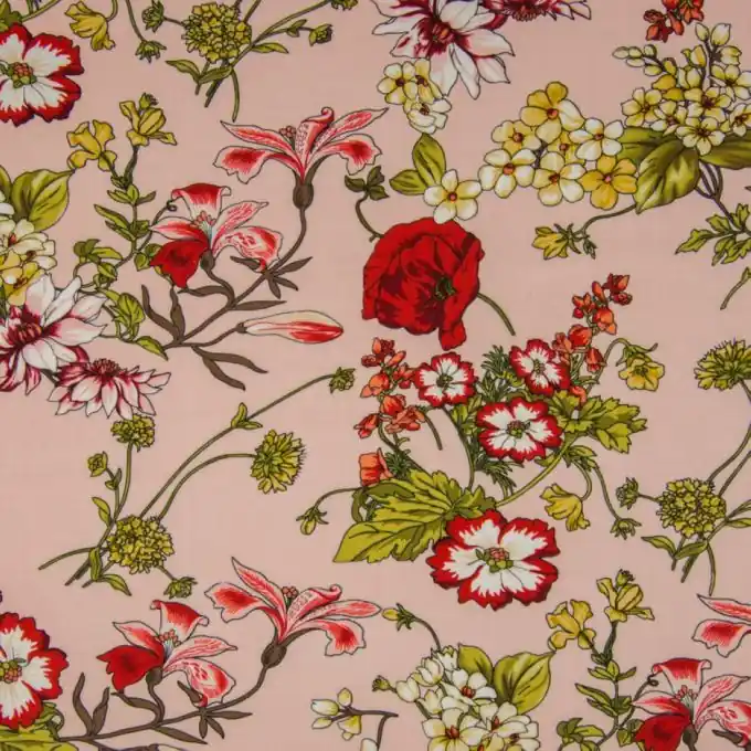 Popeline Viskose Blumenwiese Bunt Großhandel