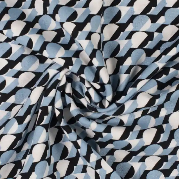 Popeline Viskose Retro Blau Angebot