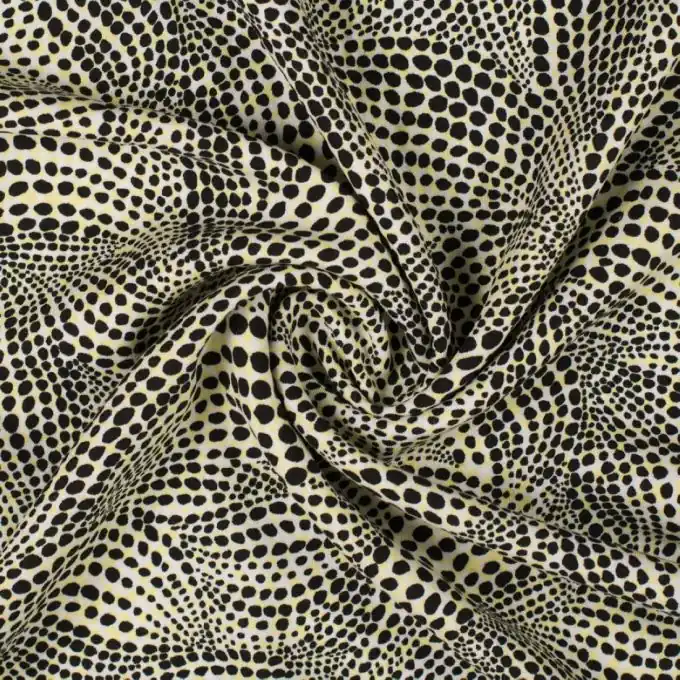 Popeline Viskosestoff Schwarz Perlen Gelb 145 cm Top-Angebot