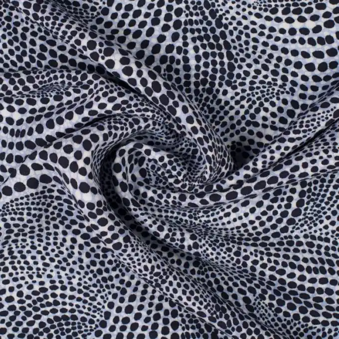 Preisknaller Popeline Viskose Perlen Schwarz/Blau