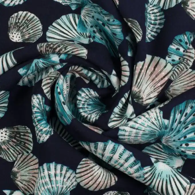 Popeline Viskose Muschel Türkis Begrenztes Angebot