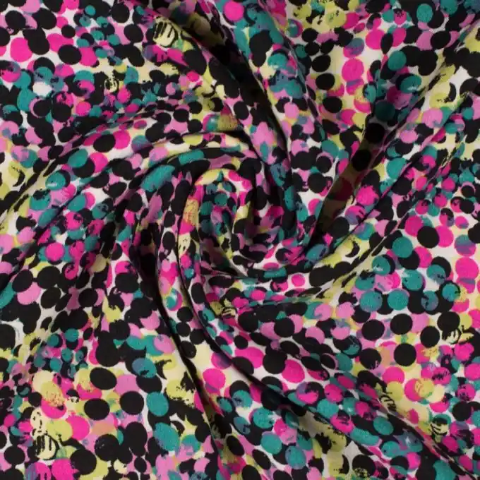 Popeline Viskosestoff Regentropfen Punkte 145cm Rosa/Blau/Gelb Jetzt Kaufen