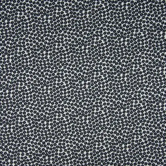 Popeline Viskose Kaffebohnen Marineblau Ecru Mengenrabatt