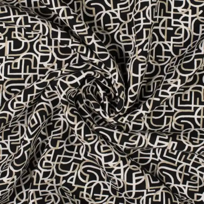 Popeline Viskose Schwarz 3D Grafik 145cm Top-Preis