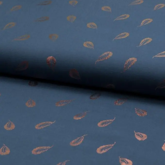 Popeline Viskose Federn Bronze/Denimblau Markenprodukt