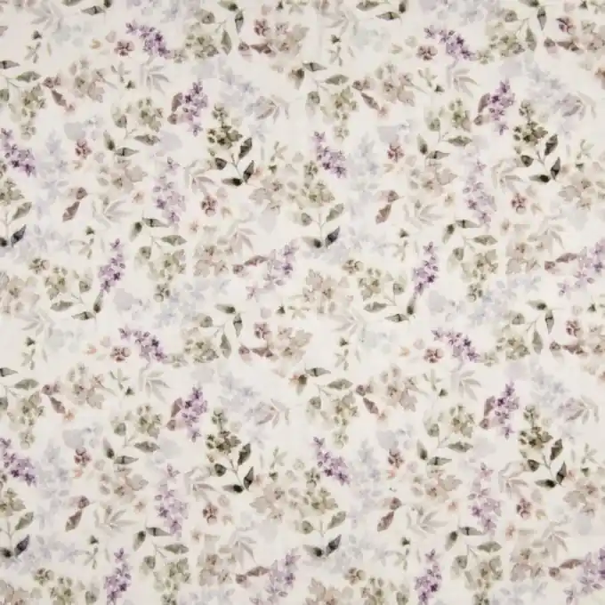 Doppelgaze Stoff Blumenmuster Lilagrau 140 cm Breite Top-Angebot