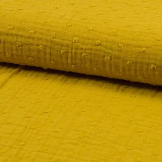 Doppelte Gaze Dobby Currygelb Knallerangebot